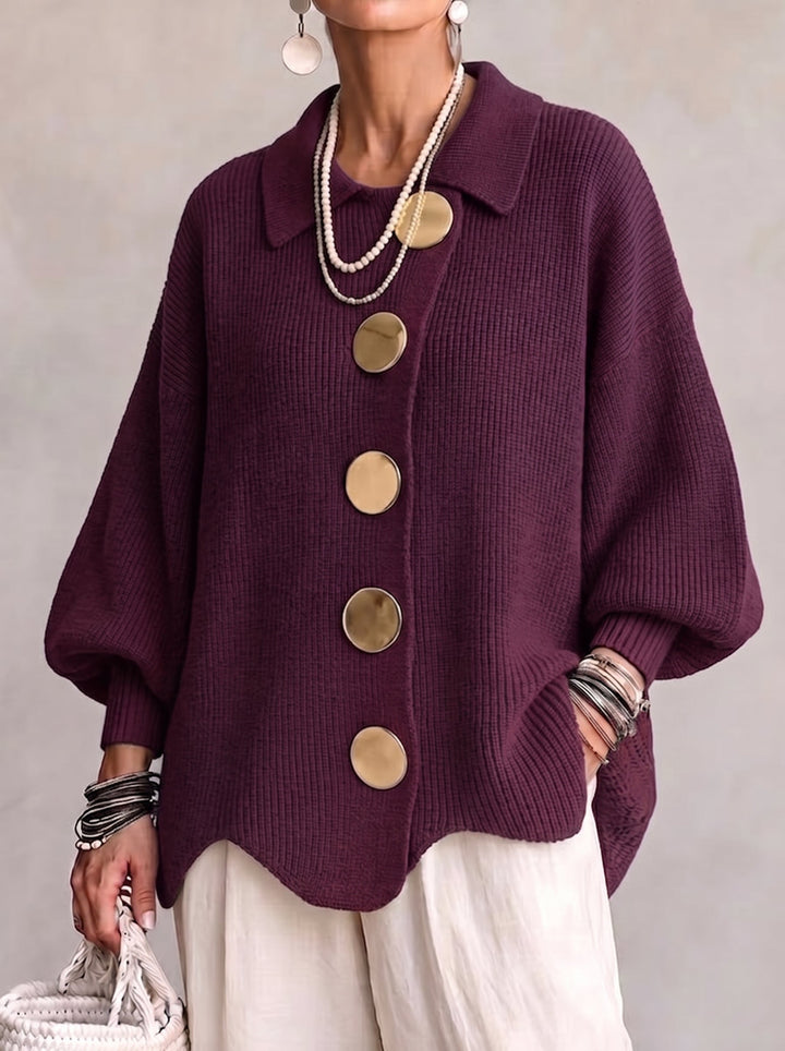 Oversized Collared Button Cardigan Karina