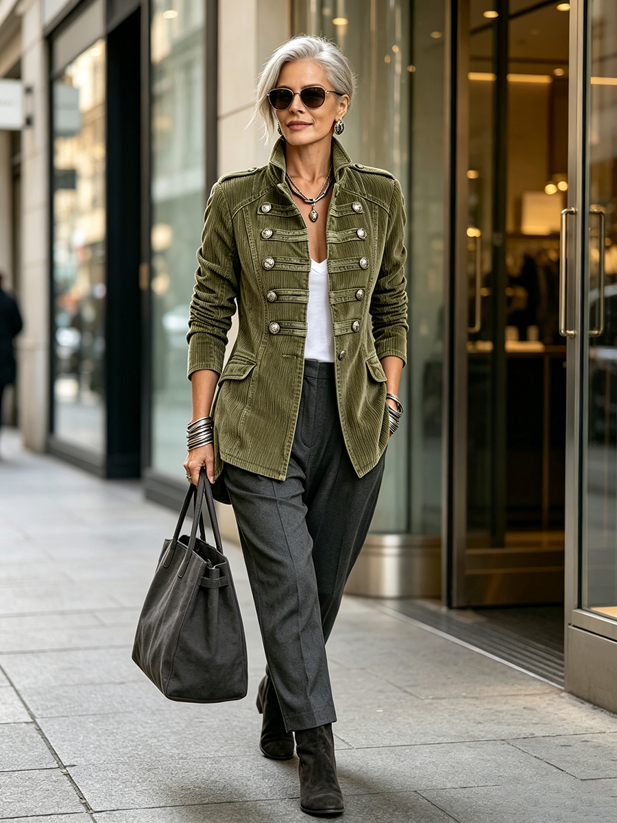 Olive Military Corduroy Jacket