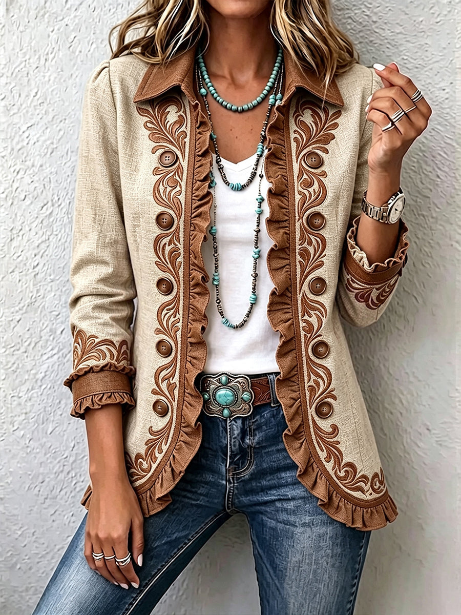 Embroidered Floral Frill Jacket