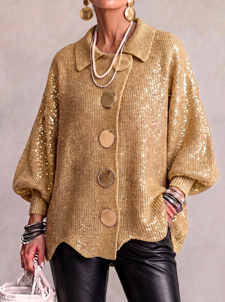 Oversized Collared Button Cardigan Karina