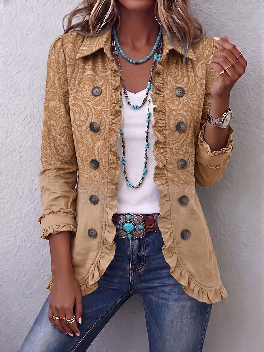 Embossed Print Frill Jacket