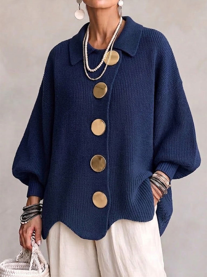 Oversized Collared Button Cardigan Karina