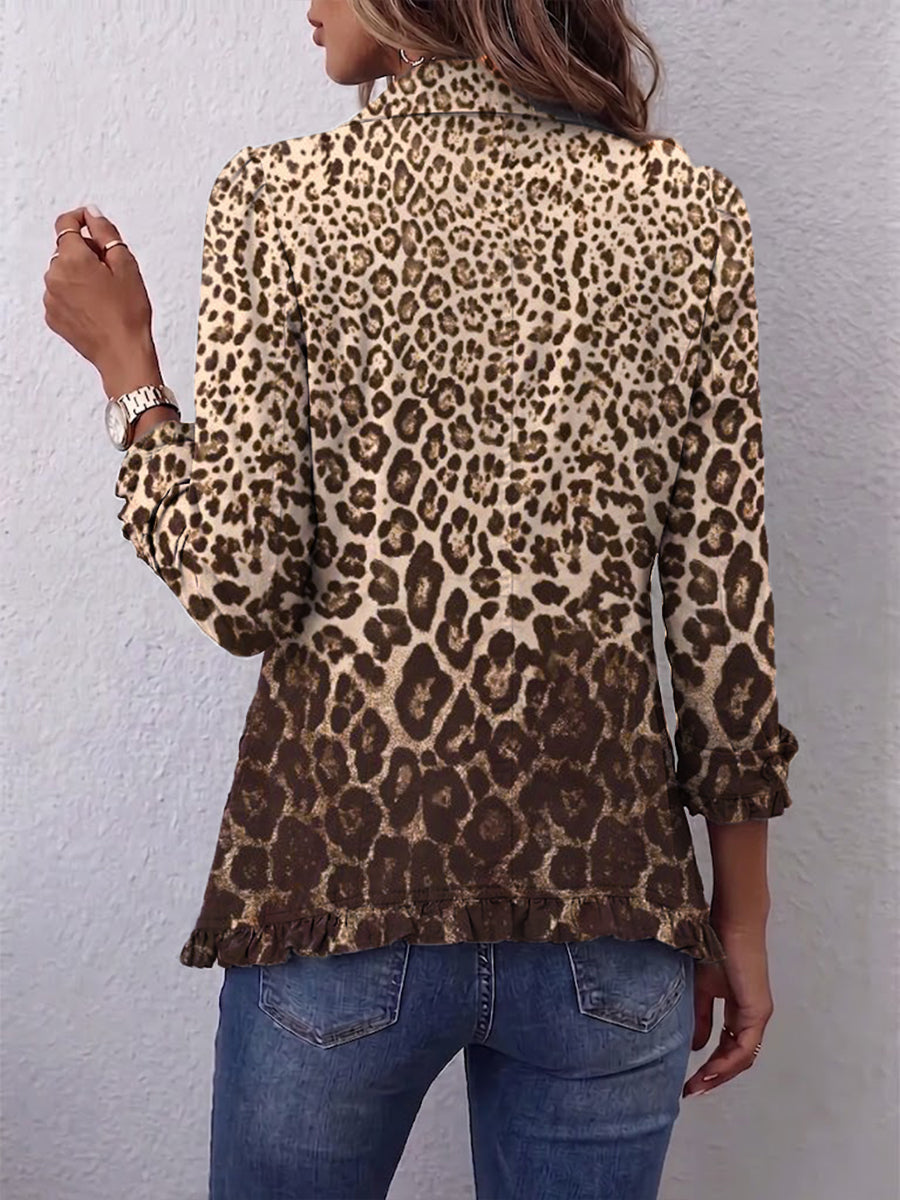 Leopard Print Frill Jacket