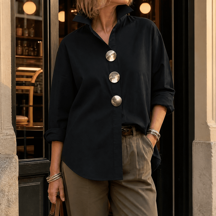 Asymmetric Statement Button Blouse