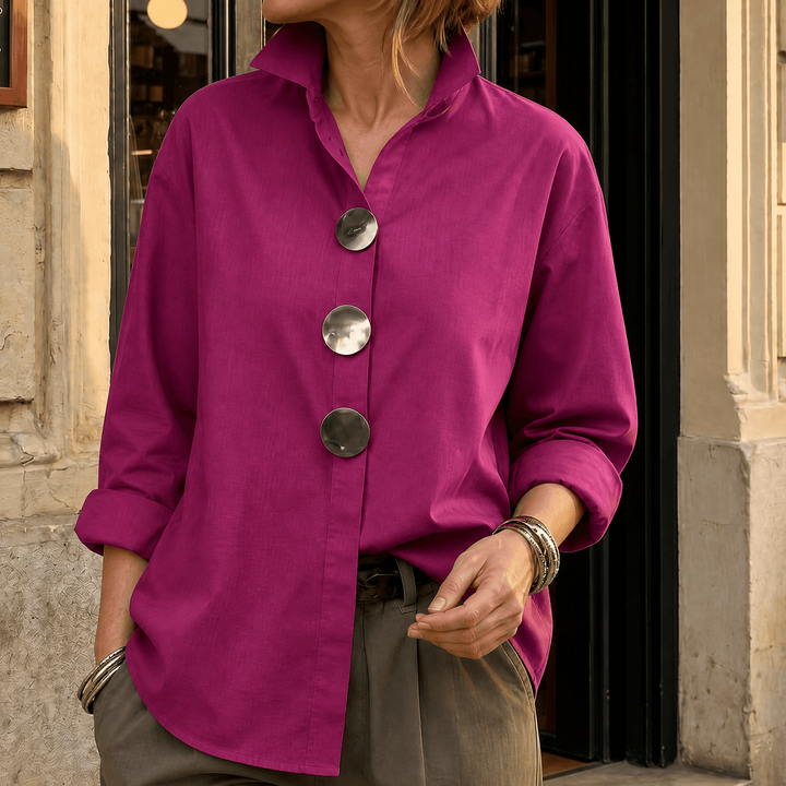 Asymmetric Statement Button Blouse
