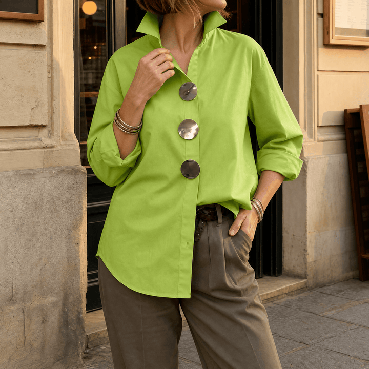 Asymmetric Statement Button Blouse