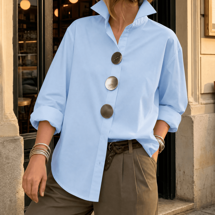 Asymmetric Statement Button Blouse