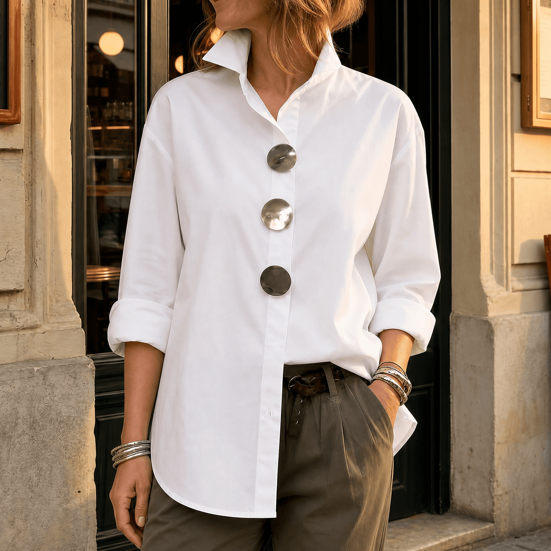 Asymmetric Statement Button Blouse