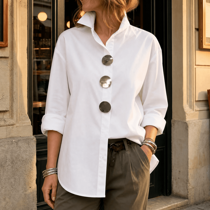 Asymmetric Statement Button Blouse