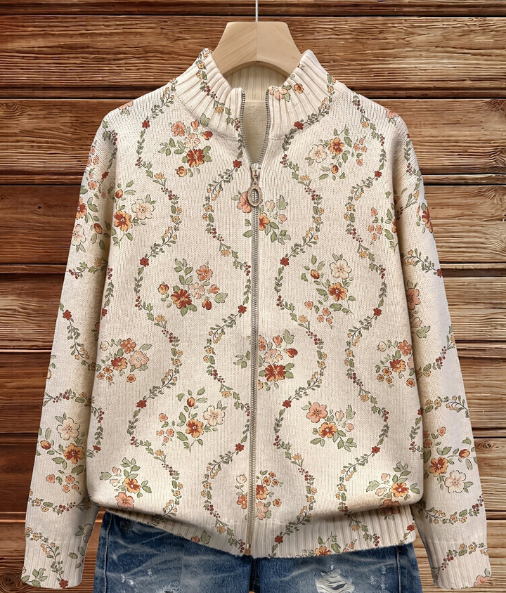 Delicate Floral Vine Cream Print
