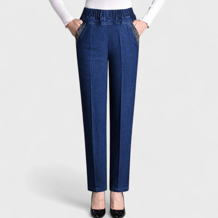 Jeans with Side Pockets and Elastic Waist
