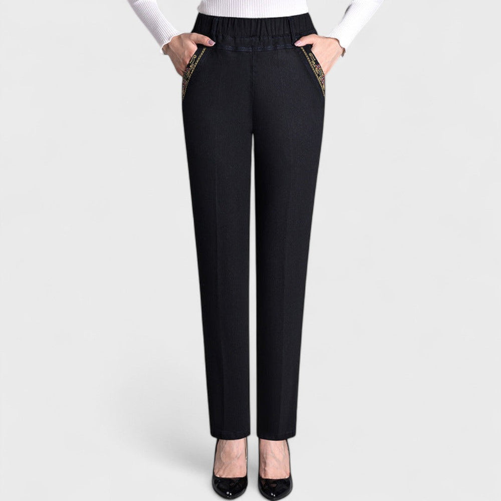 Jeans with Side Pockets and Elastic Waist
