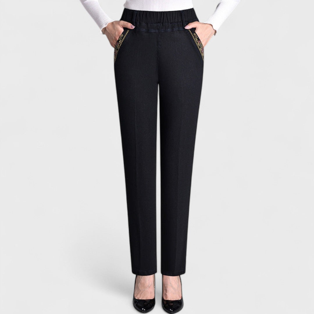 Jeans with Side Pockets and Elastic Waist