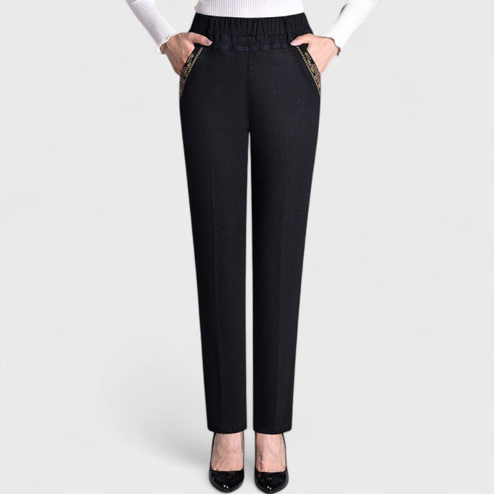 Jeans with Side Pockets and Elastic Waist