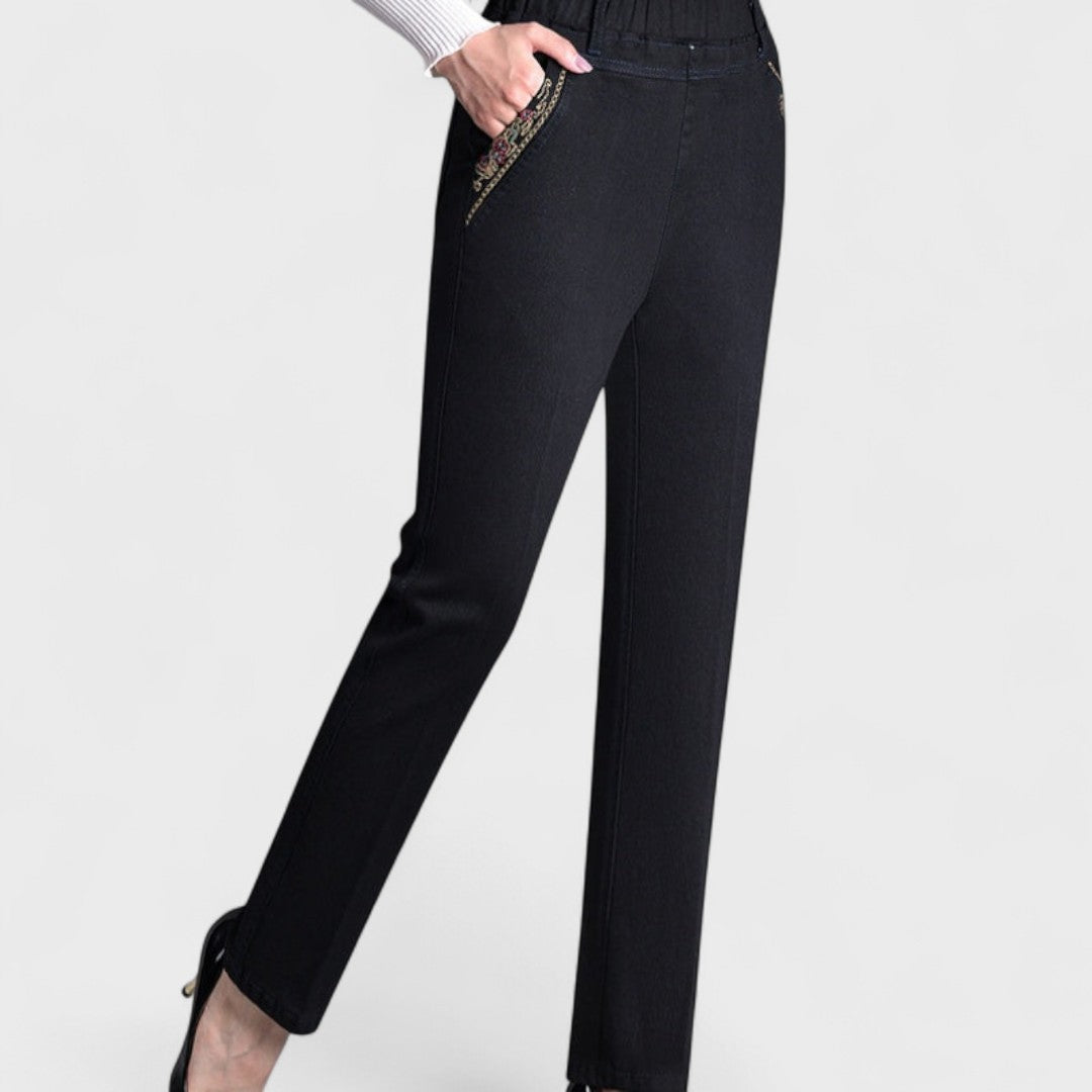 Jeans with Side Pockets and Elastic Waist