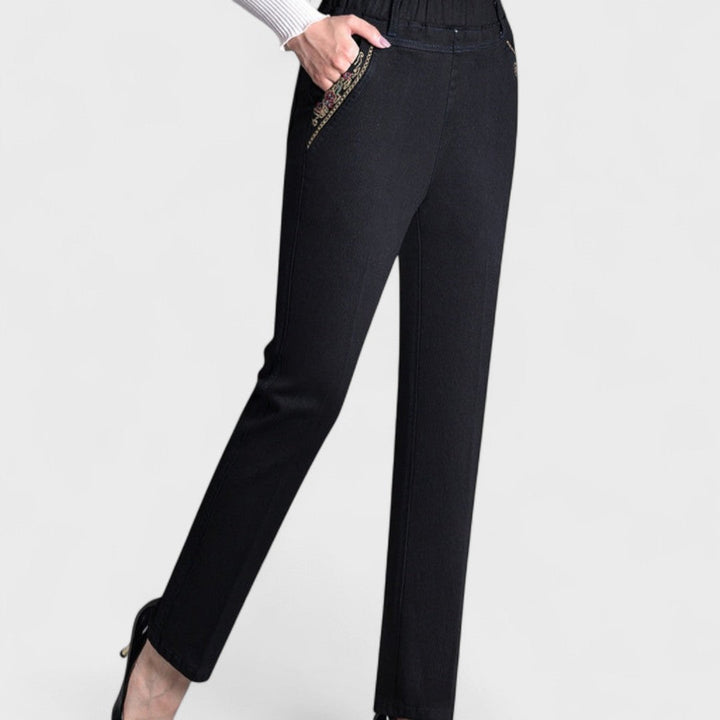 Jeans with Side Pockets and Elastic Waist