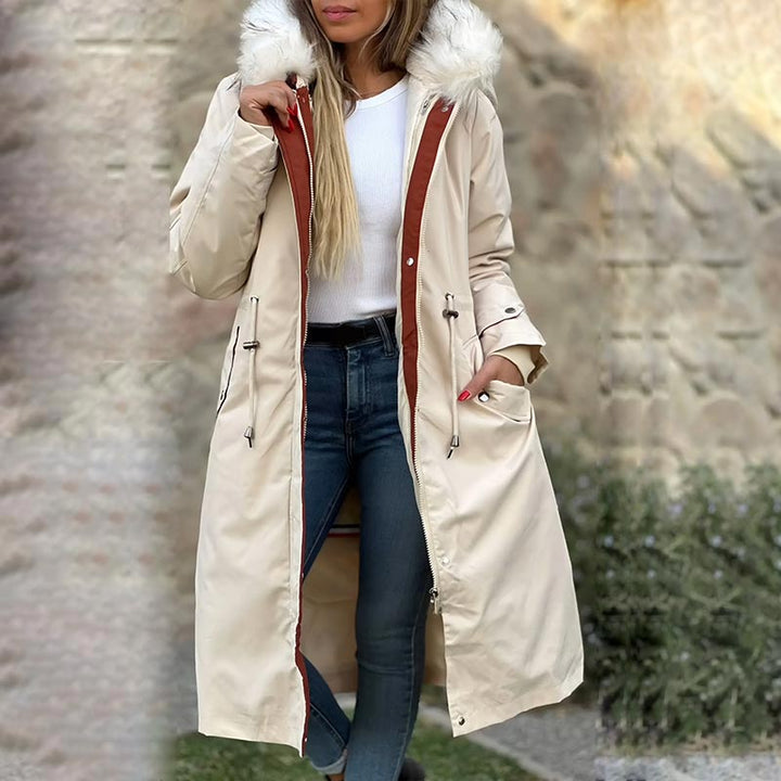 Women's Winter Jacket with Hood and Soft Fur Collar