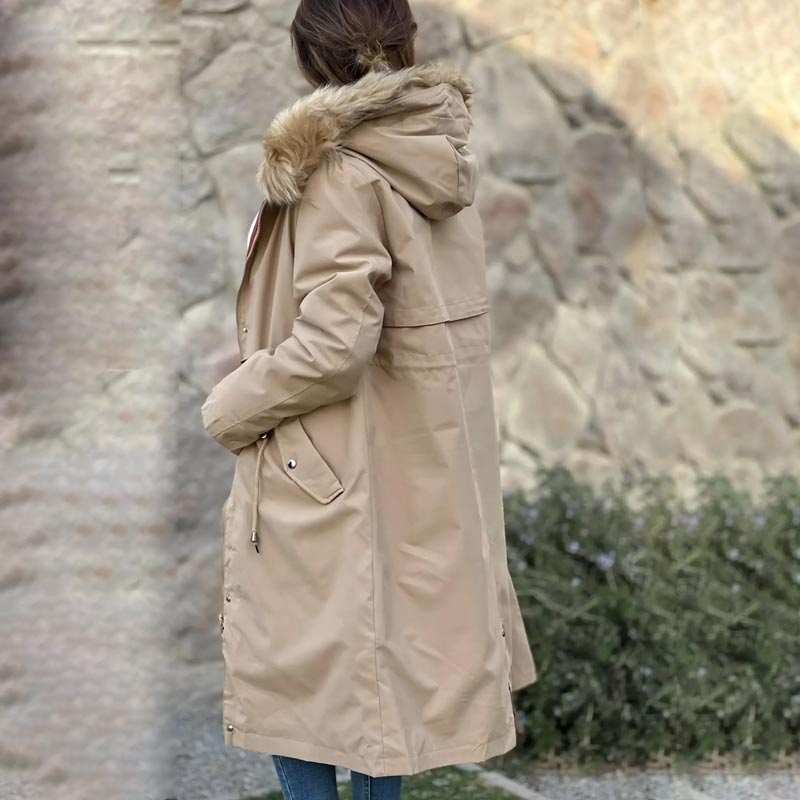 Women's Winter Jacket with Hood and Soft Fur Collar