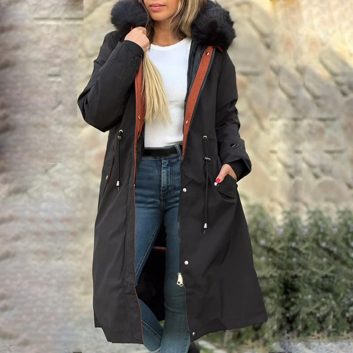 Women's Winter Jacket with Hood and Soft Fur Collar