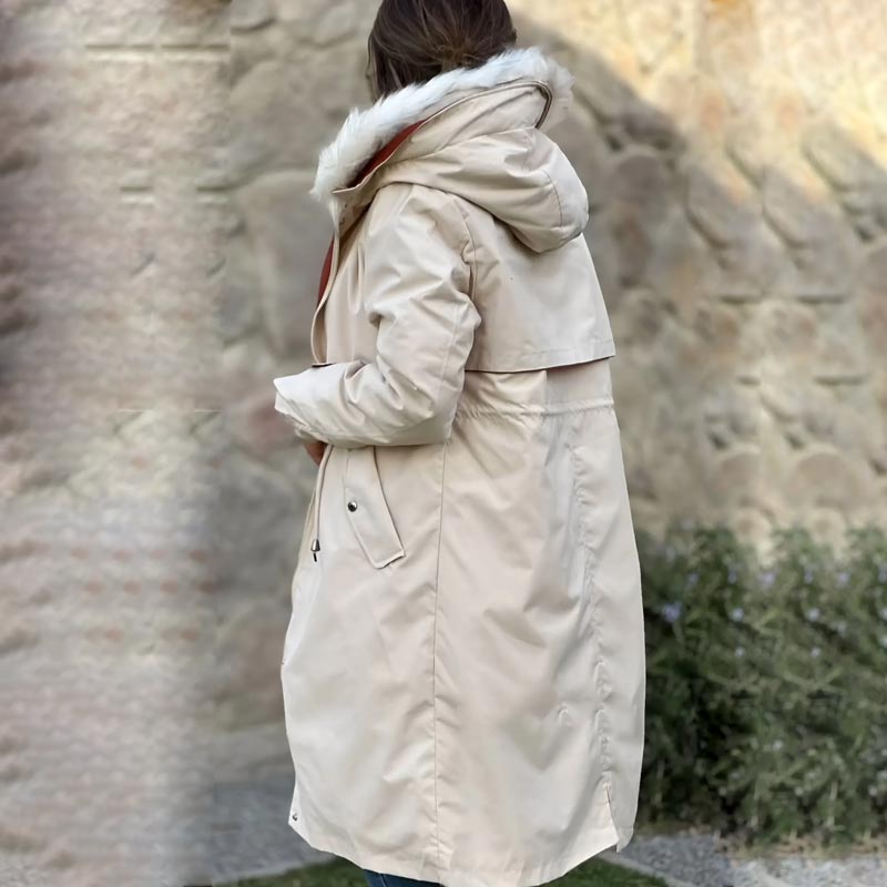 Women's Winter Jacket with Hood and Soft Fur Collar
