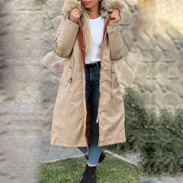 Women's Winter Jacket with Hood and Soft Fur Collar