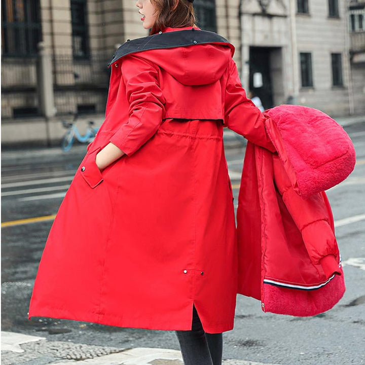 Women's Winter Jacket with Hood and Soft Fur Collar
