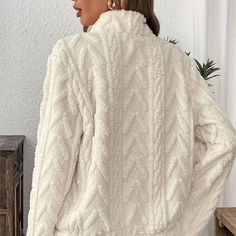 Fuzzy Half-Zip Sweatshirt with Pockets