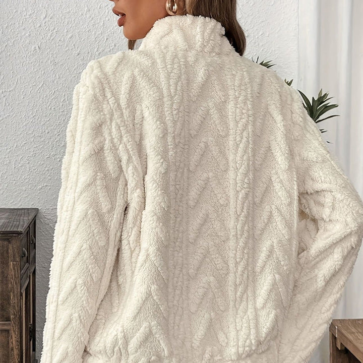 Fuzzy Half-Zip Sweatshirt with Pockets