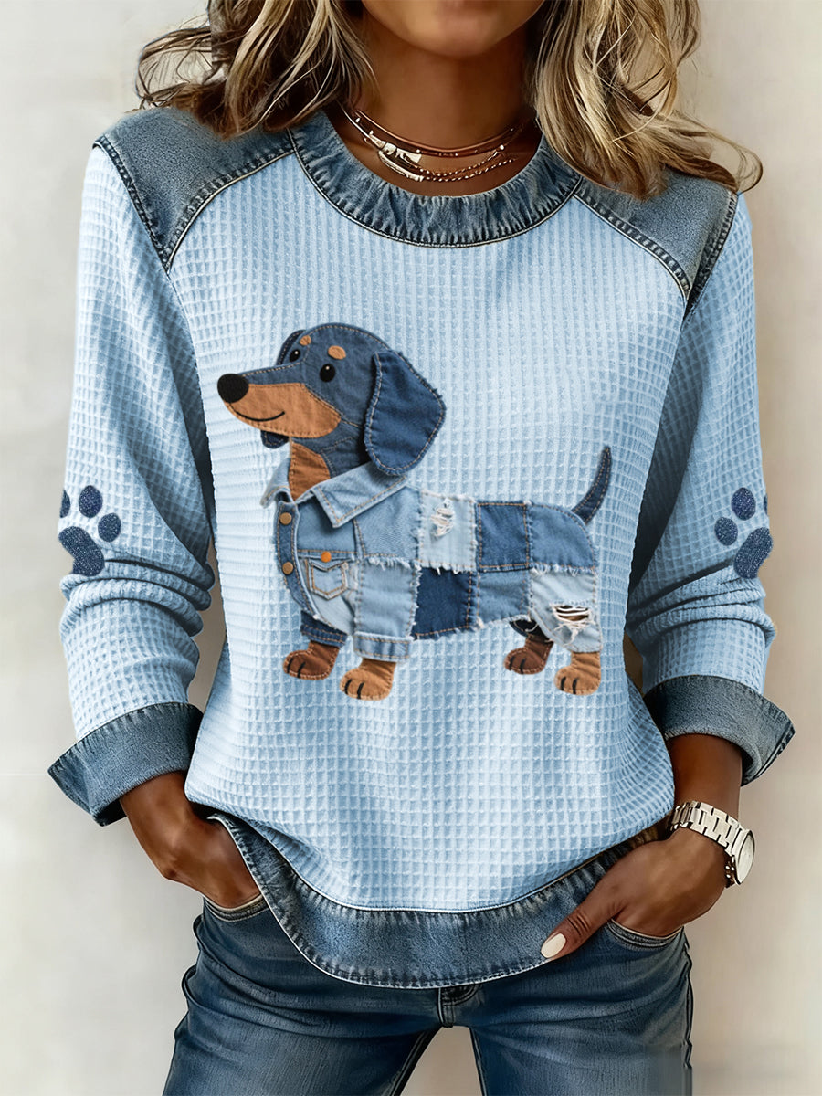Patchwork Denim Long-Sleeve