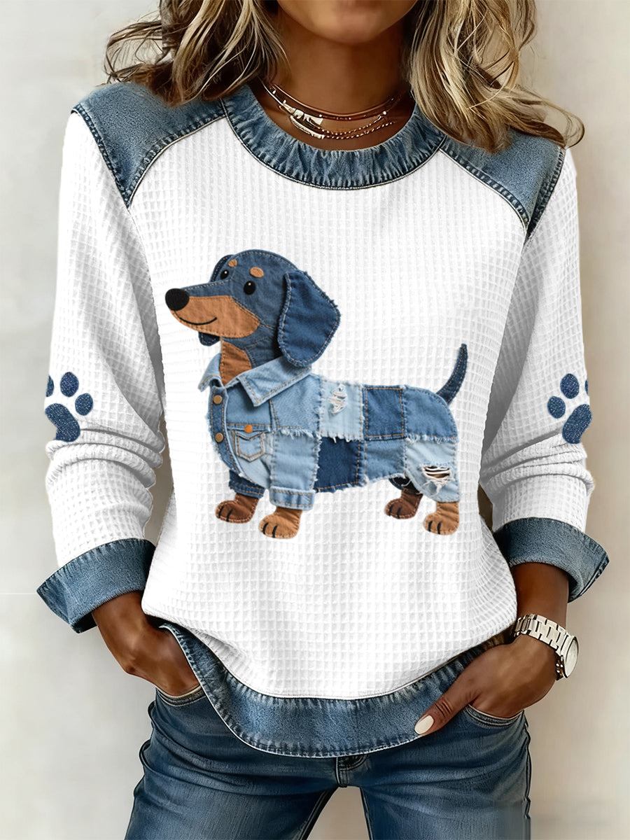 Patchwork Denim Long-Sleeve