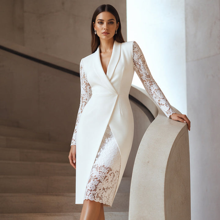 Tailored Lace Sleeve Dress