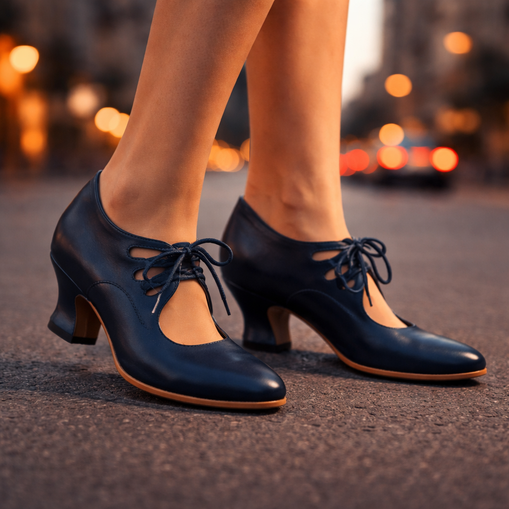 Elegant Leather Lace Heels