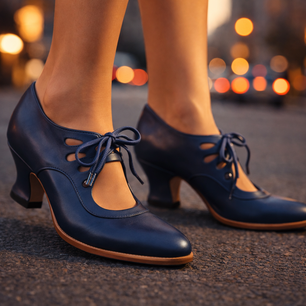 Elegant Leather Lace Heels