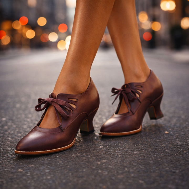 Elegant Leather Lace Heels
