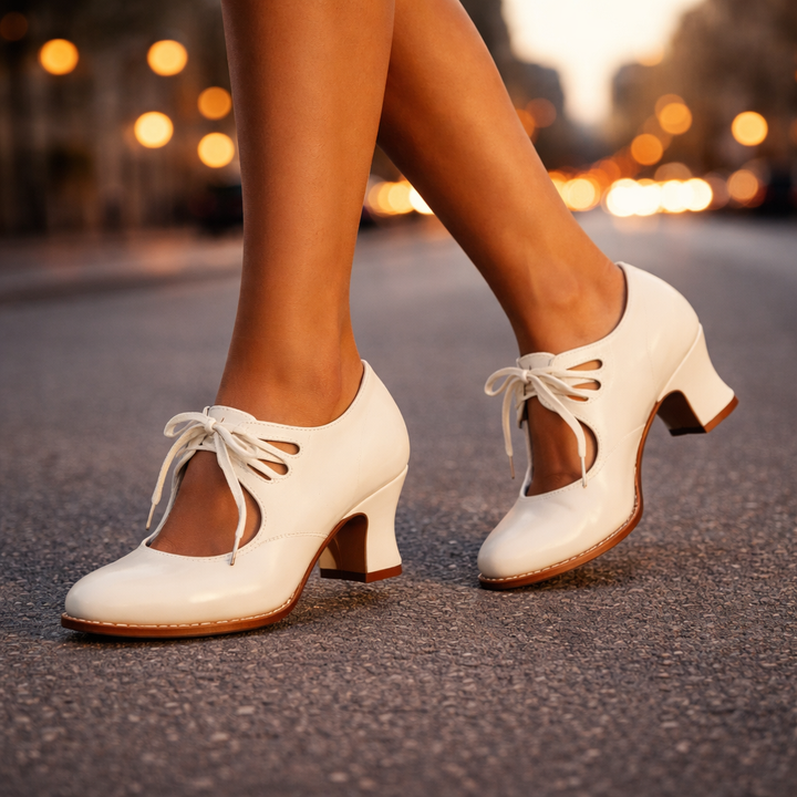 Elegant Leather Lace Heels