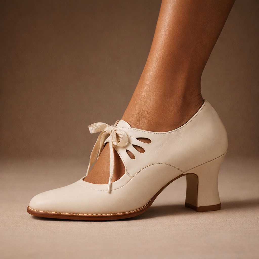Elegant Leather Lace Heels