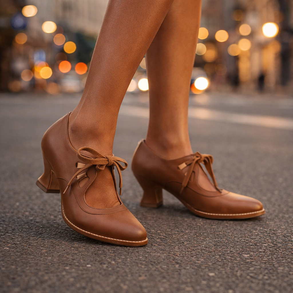 Elegant Leather Lace Heels