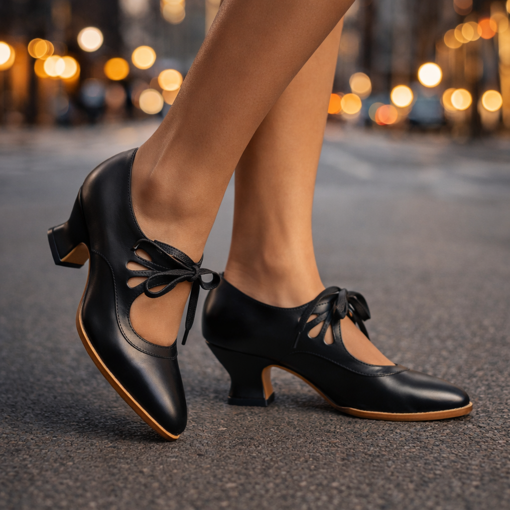 Elegant Leather Lace Heels