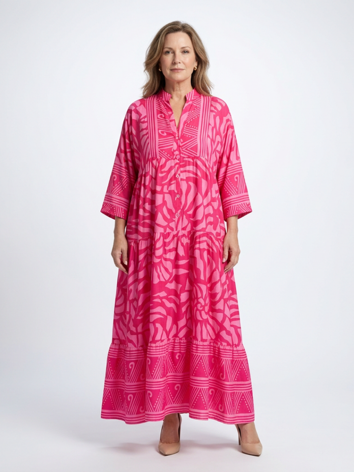 Button-Front Midi Dress