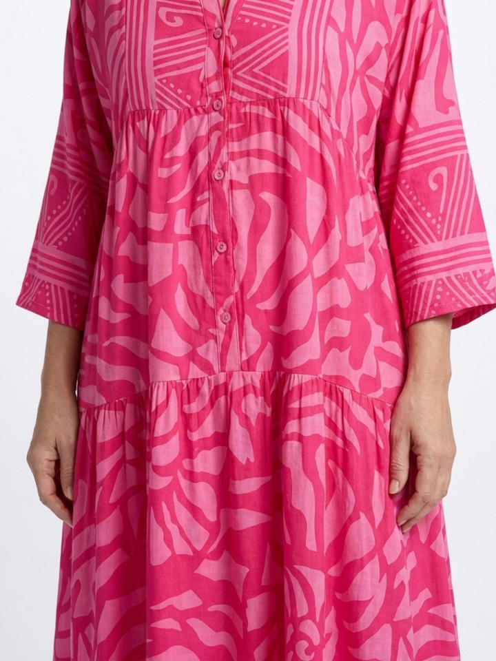 Button-Front Midi Dress