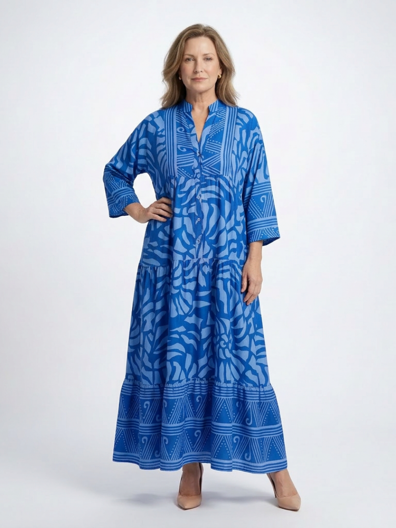 Button-Front Midi Dress