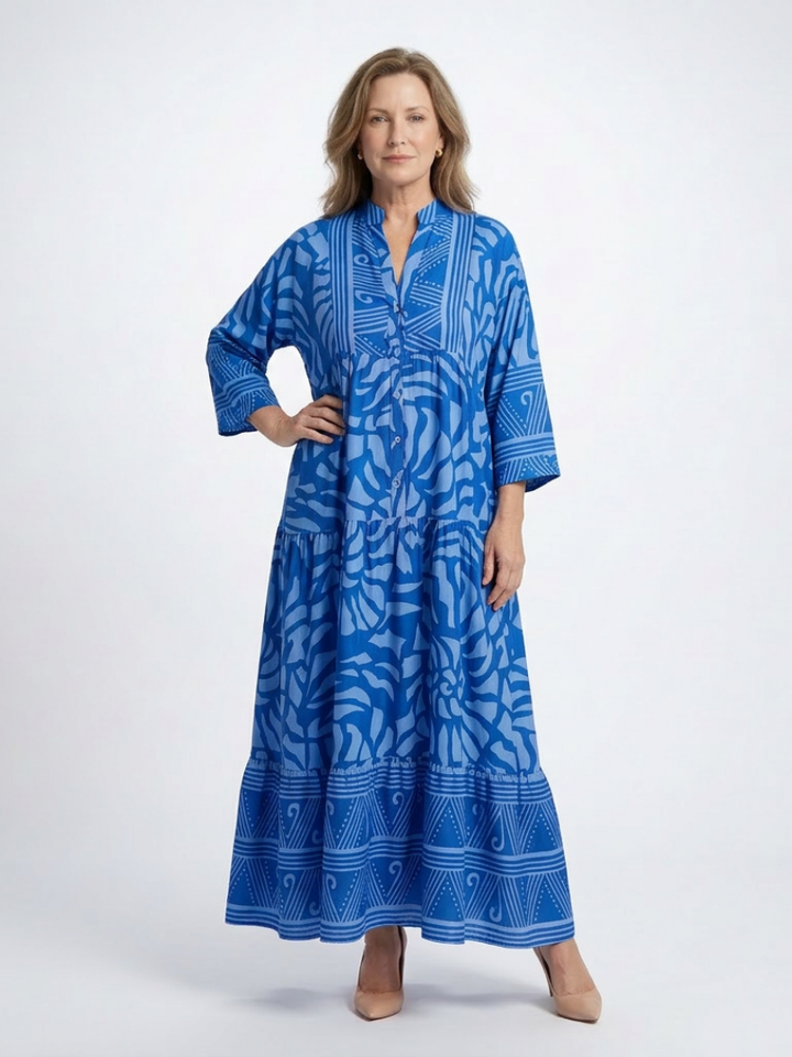 Button-Front Midi Dress