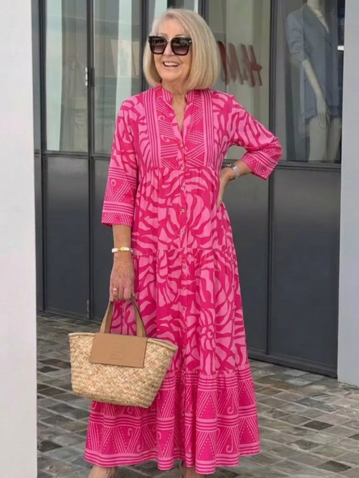 Button-Front Midi Dress
