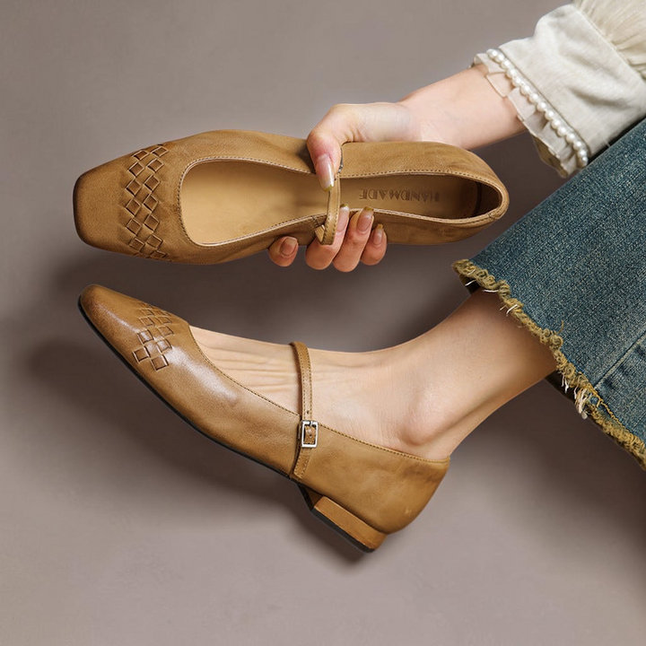Square-Toe Mary Jane Flat