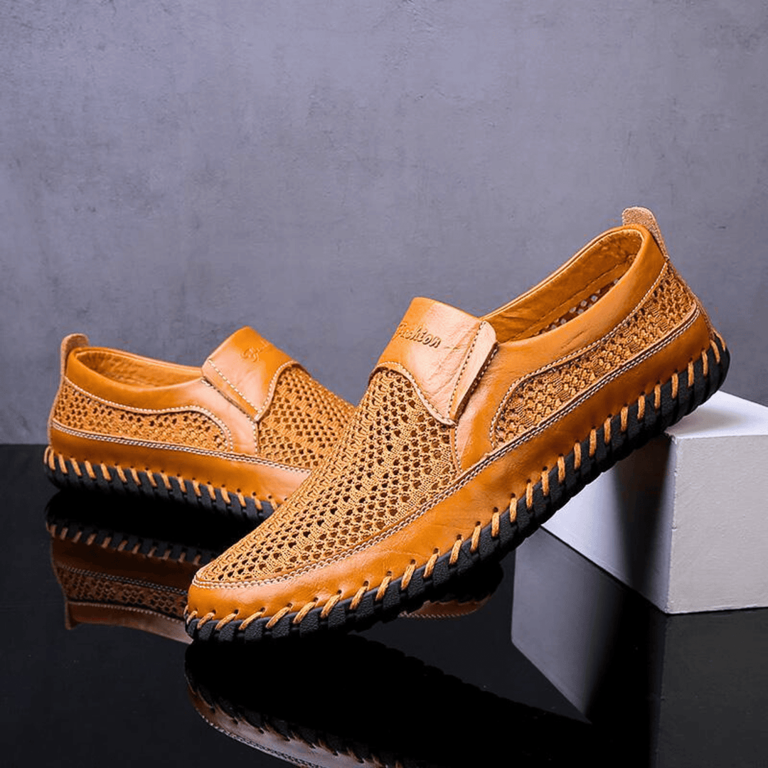 Breathable Leather Slip-On Casual Shoes