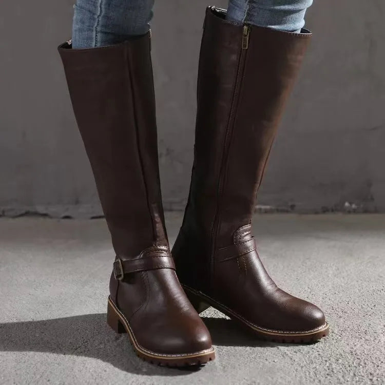Supportive Leather Buckle Boots