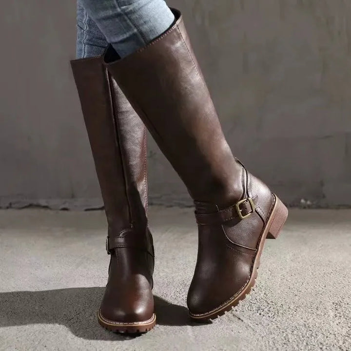Supportive Leather Buckle Boots