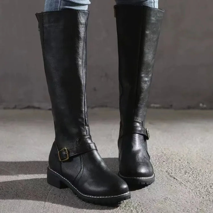 Supportive Leather Buckle Boots