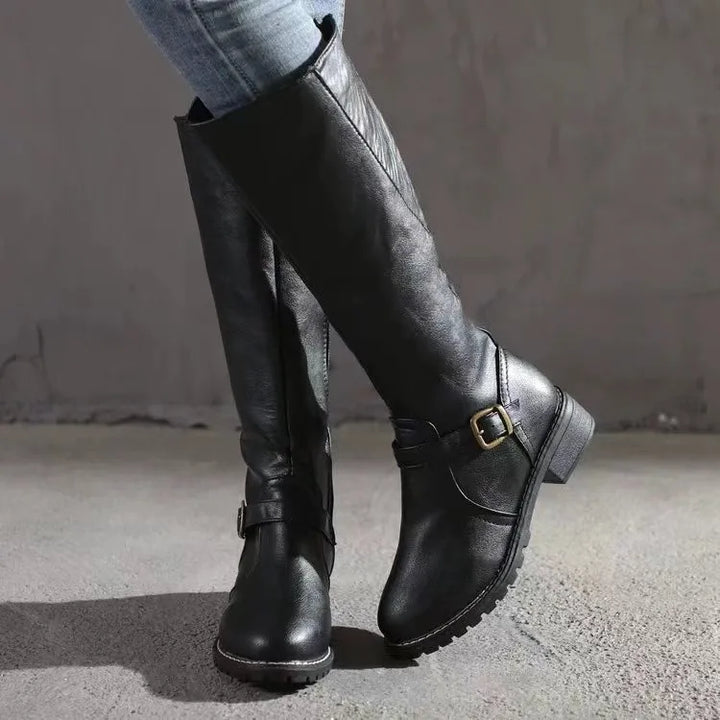 Supportive Leather Buckle Boots