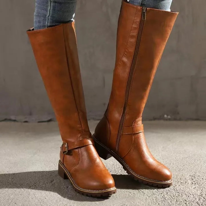 Supportive Leather Buckle Boots